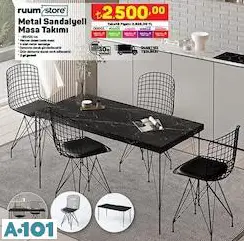 RUUM STORE METAL SANDALYELİ MASA TAKIMI RUUM STORE METAL SANDALYELİ MASA TAKIMI